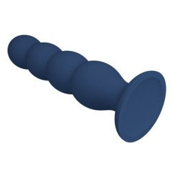 MR PLAY - TAPÓN ANAL CON 4 BOLAS METÁLICAS Y VENTOSA AZUL