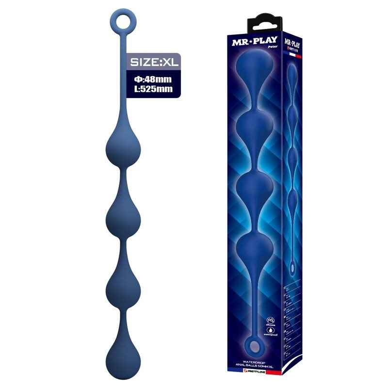 MR PLAY - PERLAS ANALES DE SILICONA AZUL TALLA XL 52,5 CM